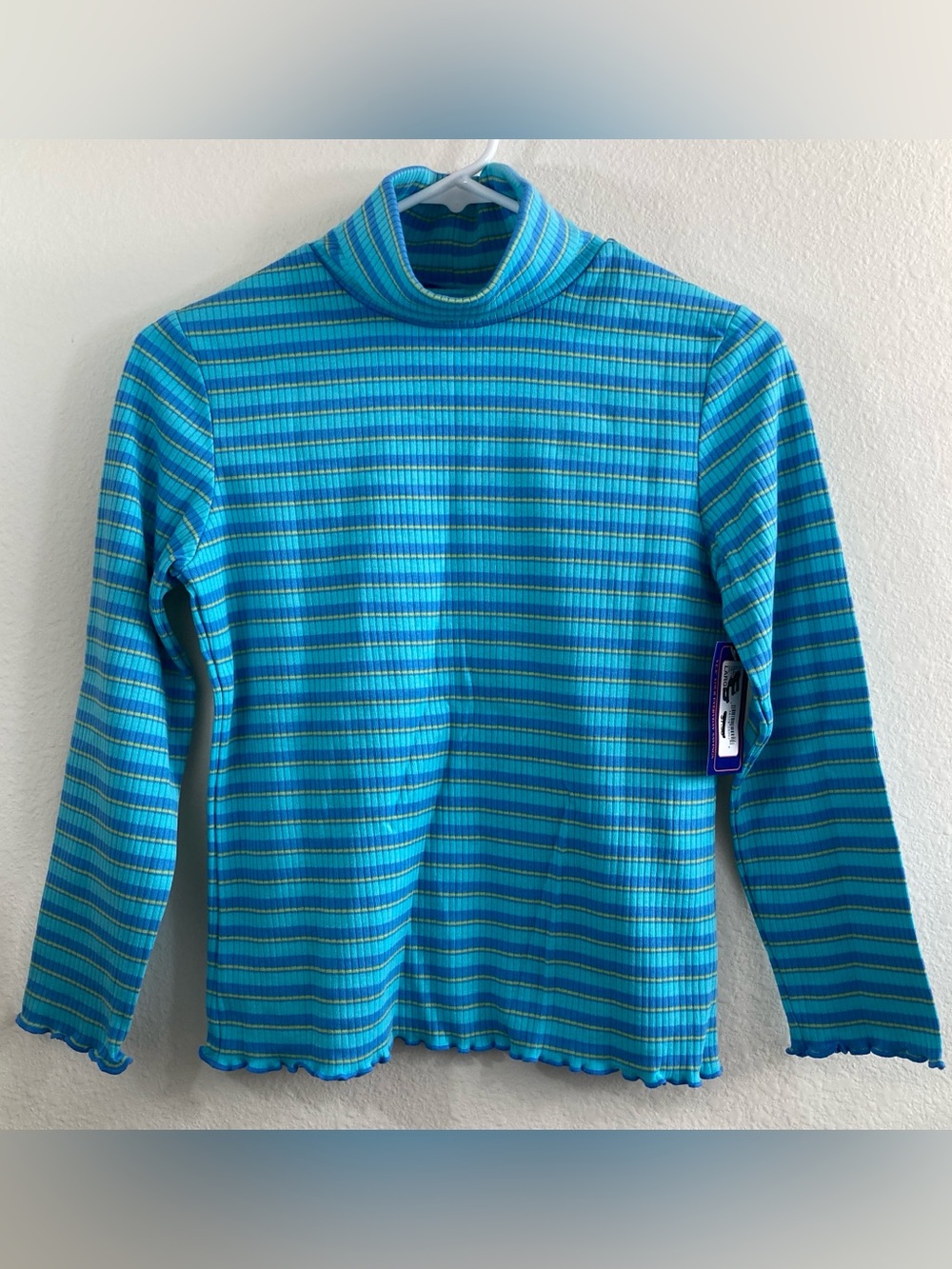 Goody's Girls Striped Rib Knit Turtleneck Top Size L 13-14 NWT Y2K
